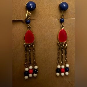 4th of July Boho clip/on Earrings